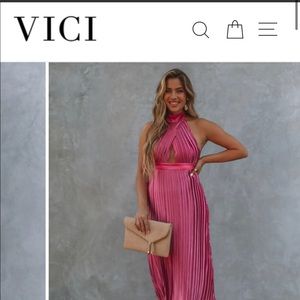 Vici Pink Halter Midi Dress